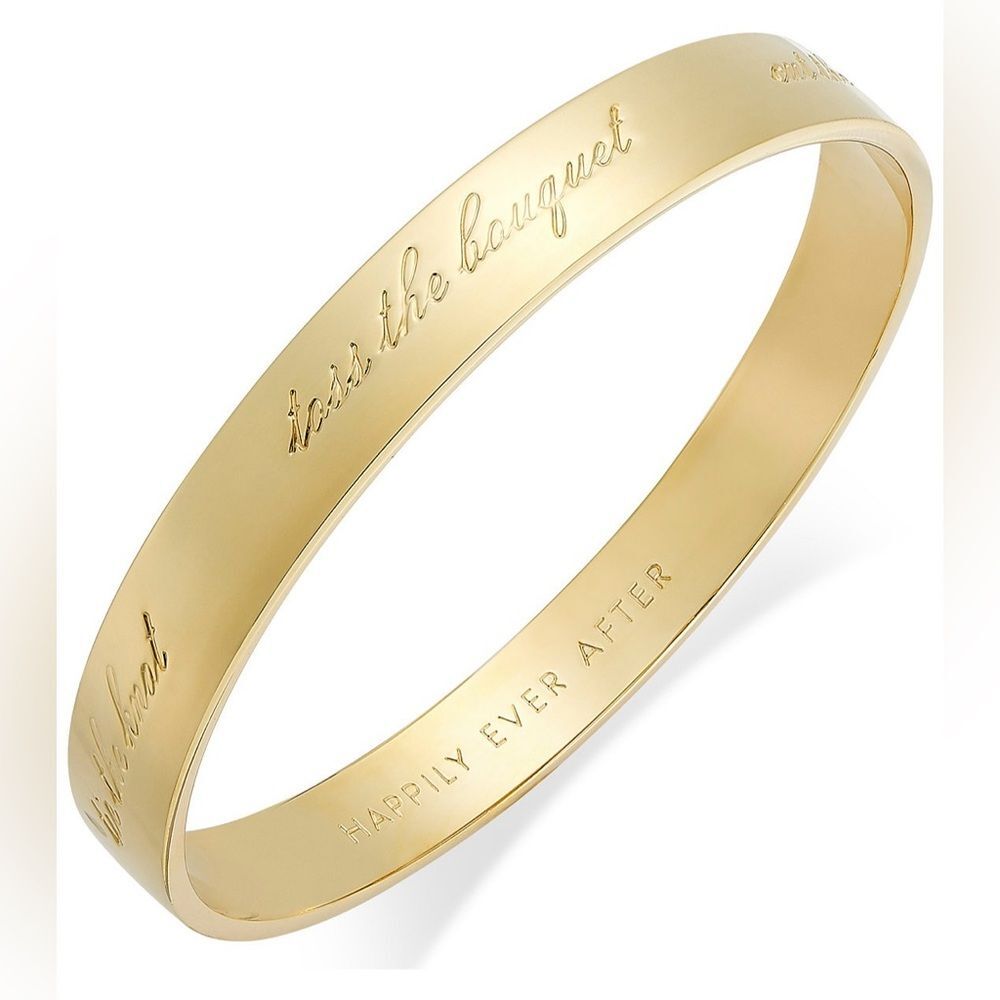NWT Kate Spade Gold Happily Ever After Bride Idiom Bangle Bracelet